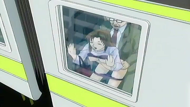 Businessman fingers and face fucks a teen girl on a public train