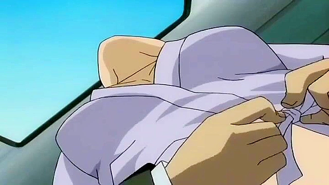 Businessman fingers and face fucks a teen girl on a public train