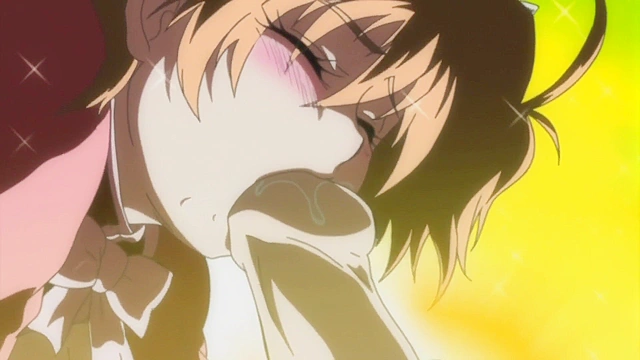 Robot girl grows a giant vibrator dick and double bangs cute hentai girl