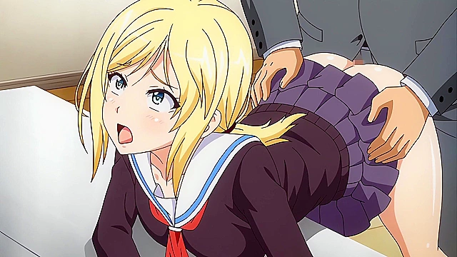 Lecherous Salaryman 2 - Naughty hentai schoolgirl gives uncle handjob on elevator