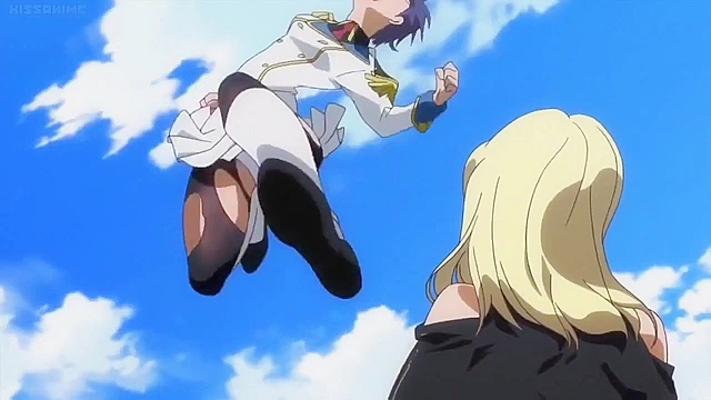 Hot lezbo sluts kiss and then turn in to to big guns and fight