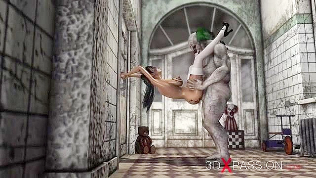 Evil 3d clown fucks a petite teen schoolgirl in an abandoned hospital