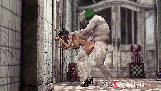 Evil 3d clown fucks a petite teen schoolgirl in an abandoned hospital