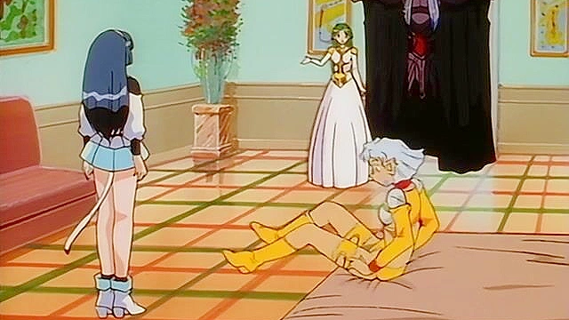 The devil fucks a petite elf while slave girl watches