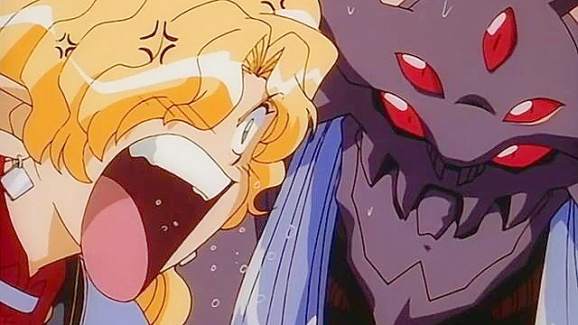 The devil fucks a petite elf while slave girl watches