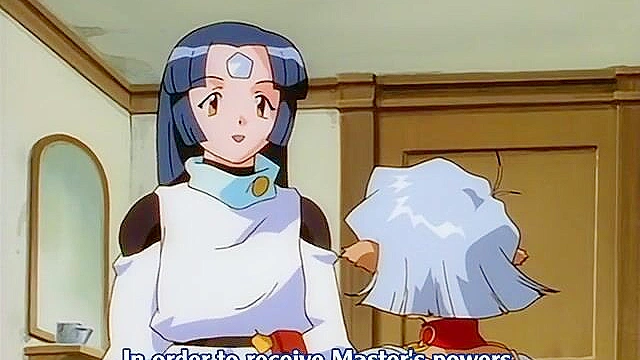 The devil fucks a petite elf while slave girl watches