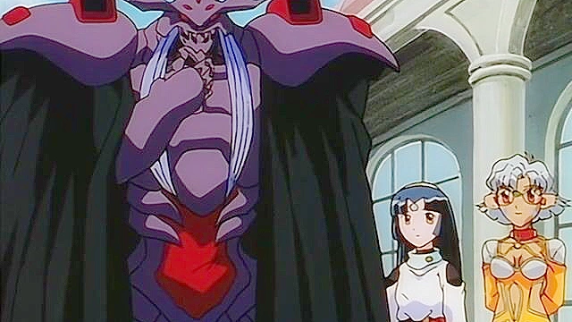 The devil fucks a petite elf while slave girl watches