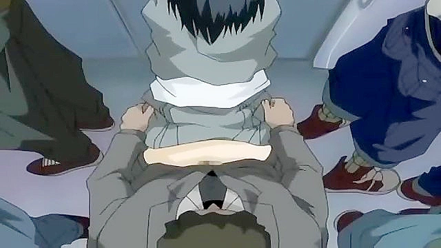 Girl is fingered and poked on a public train while surrounded by dudes