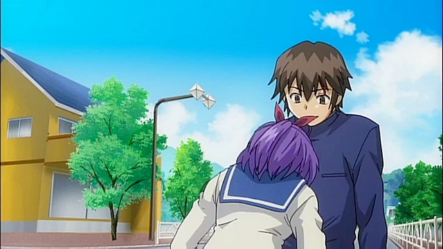 Horny anime teen schoolgirl with big round tits dreams of double penetration