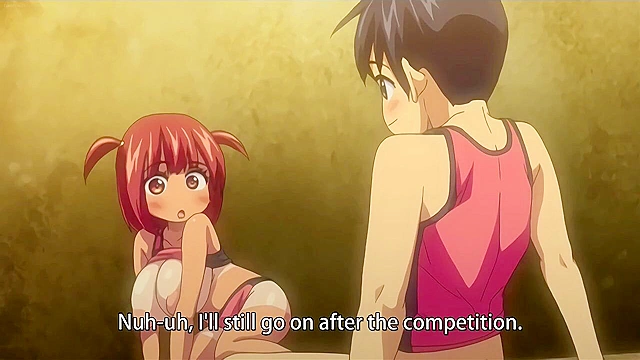 Horny hentai schoolgirl fucks out on the school track after practice