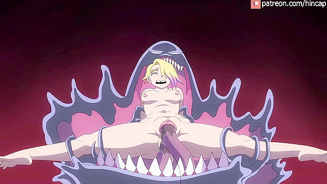 Venom tongue fucks Gwen's asshole and eats her