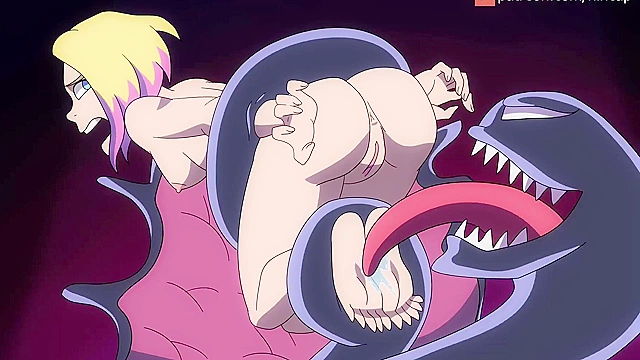 Venom tongue fucks Gwen's asshole and eats her