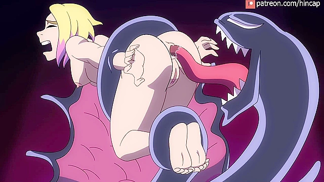 Venom tongue fucks Gwen's asshole and eats her