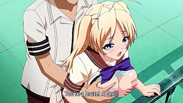 Three Shot Interview 3 - Busty anime schoolgirl is fucked on school balcony