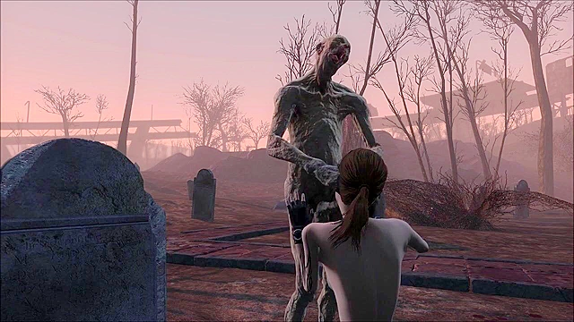 Fallout 4 Ghoul fucks petite teen rough in cemetery