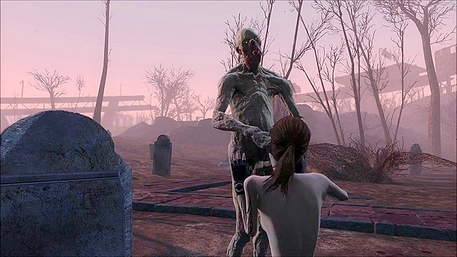 Fallout 4 Ghoul fucks petite teen rough in cemetery