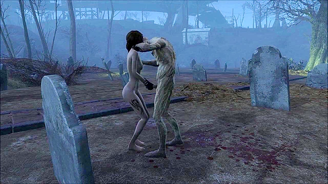 Fallout 4 Ghoul fucks petite teen rough in cemetery