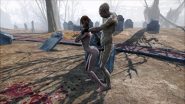 Fallout 4 Ghoul fucks petite teen rough in cemetery
