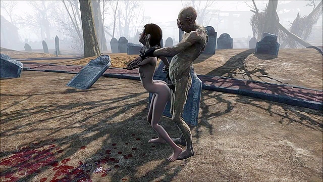 Fallout 4 Ghoul fucks petite teen rough in cemetery