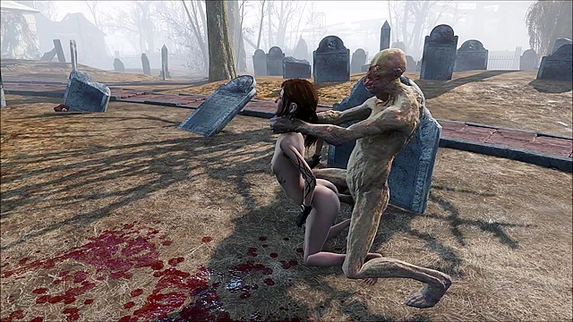 Fallout 4 Ghoul fucks petite teen rough in cemetery