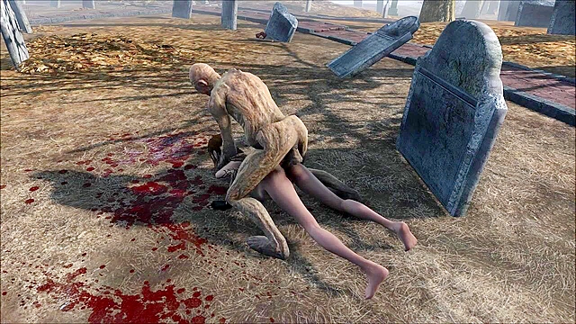 Fallout 4 Ghoul fucks petite teen rough in cemetery