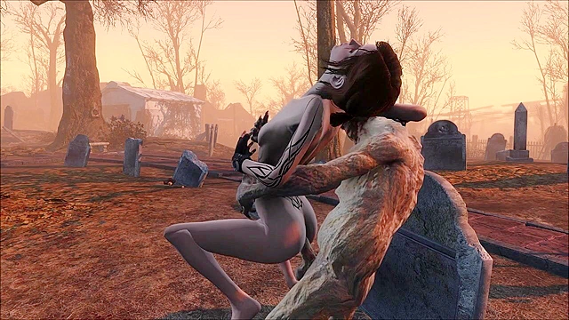 Fallout 4 Ghoul fucks petite teen rough in cemetery