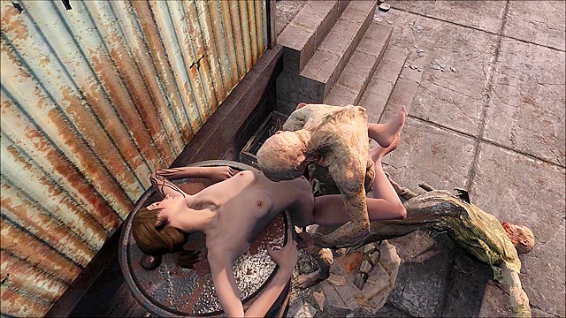 Fallout 4 ghoul fucks a petite teen girl all day long
