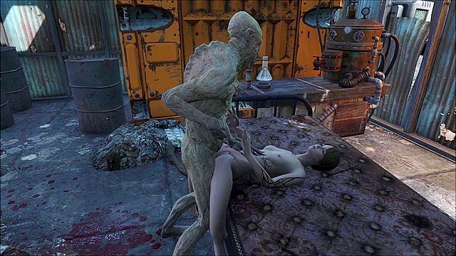 Fallout 4 ghoul fucks a petite teen girl all day long