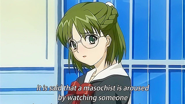 Lesbian schoolgirl gets ass fucked by busty anime teen with strapon