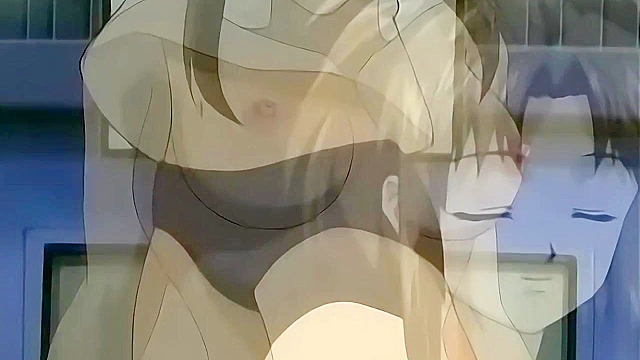 Lesbian schoolgirl gets ass fucked by busty anime teen with strapon