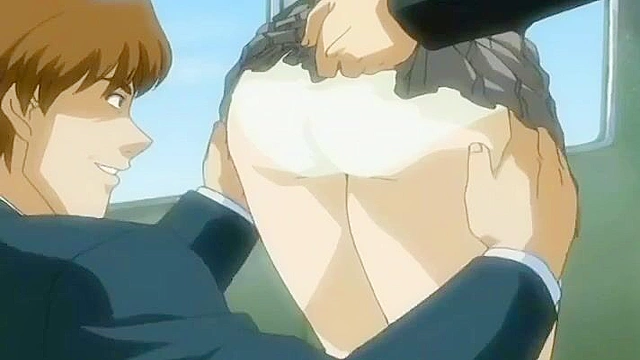 Teen schoolgirl gets her panties pulled off on train for dirty fuck