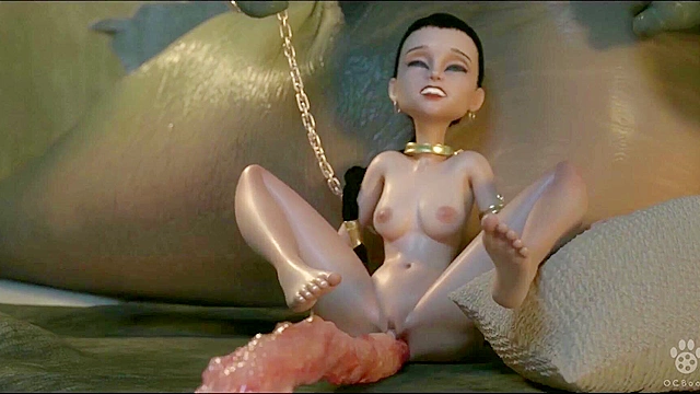 Jabba the Hutt fucks his slave Princess Leia with his tentacles