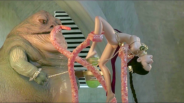 Jabba the Hutt fucks his slave Princess Leia with his tentacles