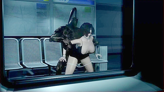Mature 3d animated woman gets rough banged by monsters on subway