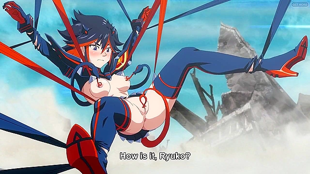 Ryuko Matoi Gets Roughly Tentacle-Fucked in Every Hole, Tied Up and Screaming