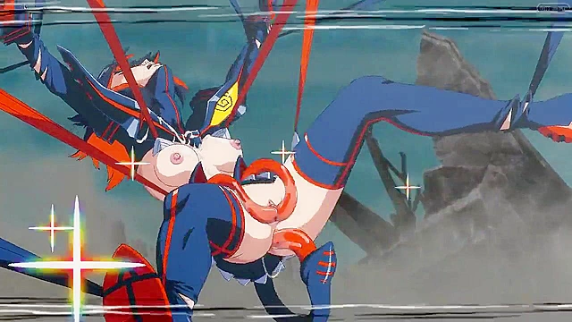 Ryuko Matoi Gets Roughly Tentacle-Fucked in Every Hole, Tied Up and Screaming