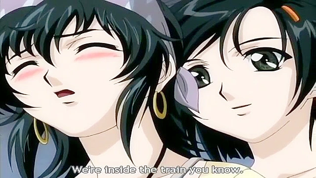 Schoolgirl with stockings and no panties gets fingered by another girl on train