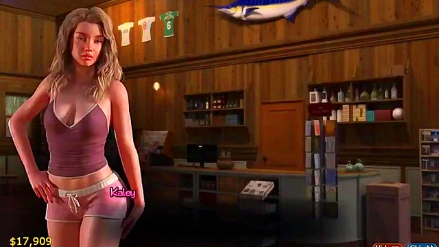 Blonde Skinny Anime Babe Gets Hardcore Blowjob & Anal In A Realistic Game World