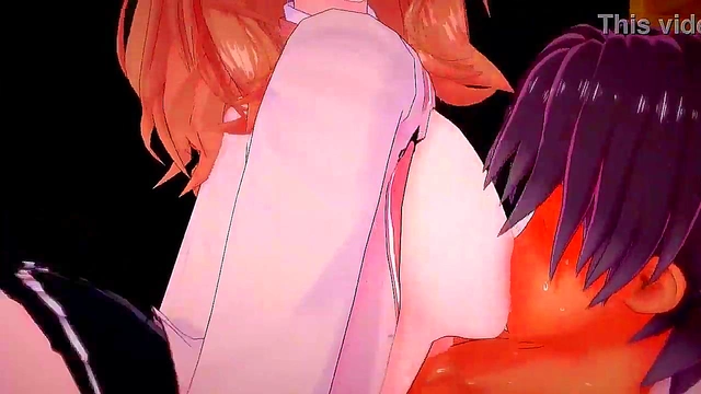 Stepsis Big Tits Turn Him On He Fucks Her Pussy Hard in Anime Fantasy Scene