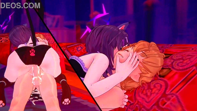 Cheaty Blonde Boss Gets Fucked By Anime Stud While Husband Watches Humiliated