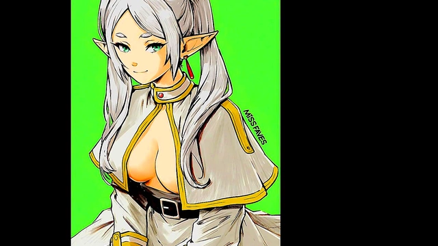 AI-Made Green-Haired Maid Uses Big Tits for Irresistible Blowjob & Creampie