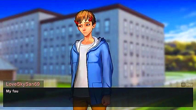 Seductive Step Sister Licks His Dick in Steamy Anime Visual Novel Romance Scene