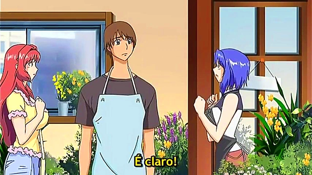 Blonde Bimbo Gets Deep Anal Training from Tall Redhead Futanari in Standing Fuck Lift