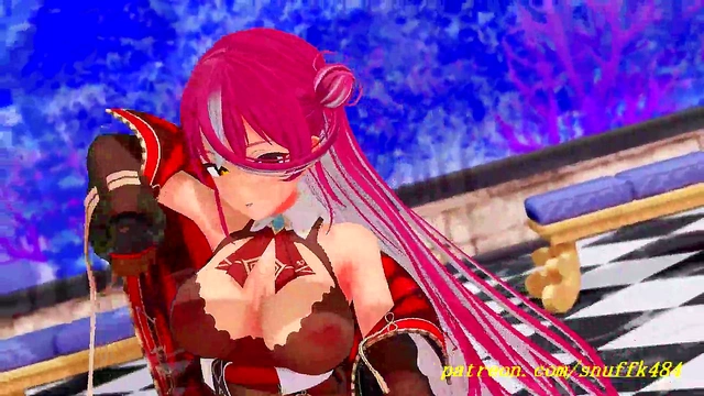 Marine Dances into Pleasure – Hot 3D HoloLive Action No VR Needed