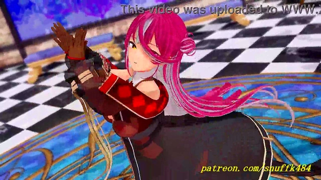 Marine Dances into Pleasure – Hot 3D HoloLive Action No VR Needed