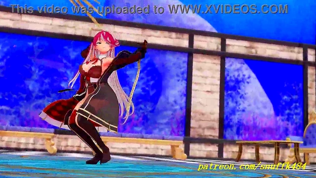 Marine Dances into Pleasure – Hot 3D HoloLive Action No VR Needed