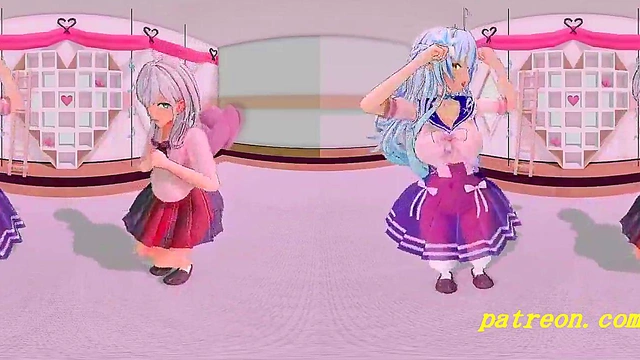 NoelAmy Dances Sensually in VR180 MMD HoloLive Fantasy POV