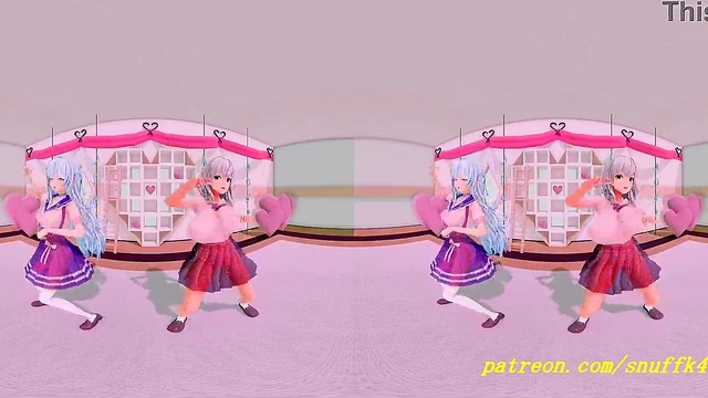 NoelAmy Dances Sensually in VR180 MMD HoloLive Fantasy POV