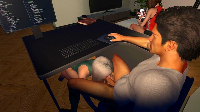 Girlfriend 18+’s Secret Blowjob While Wife Waits Nearby – Steamy 3D Hentai