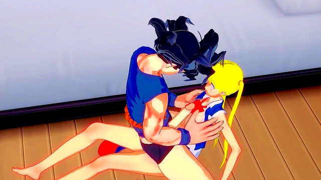 Sailor Moon Seduces Goku with Steaming Blowjob Fantasy Action